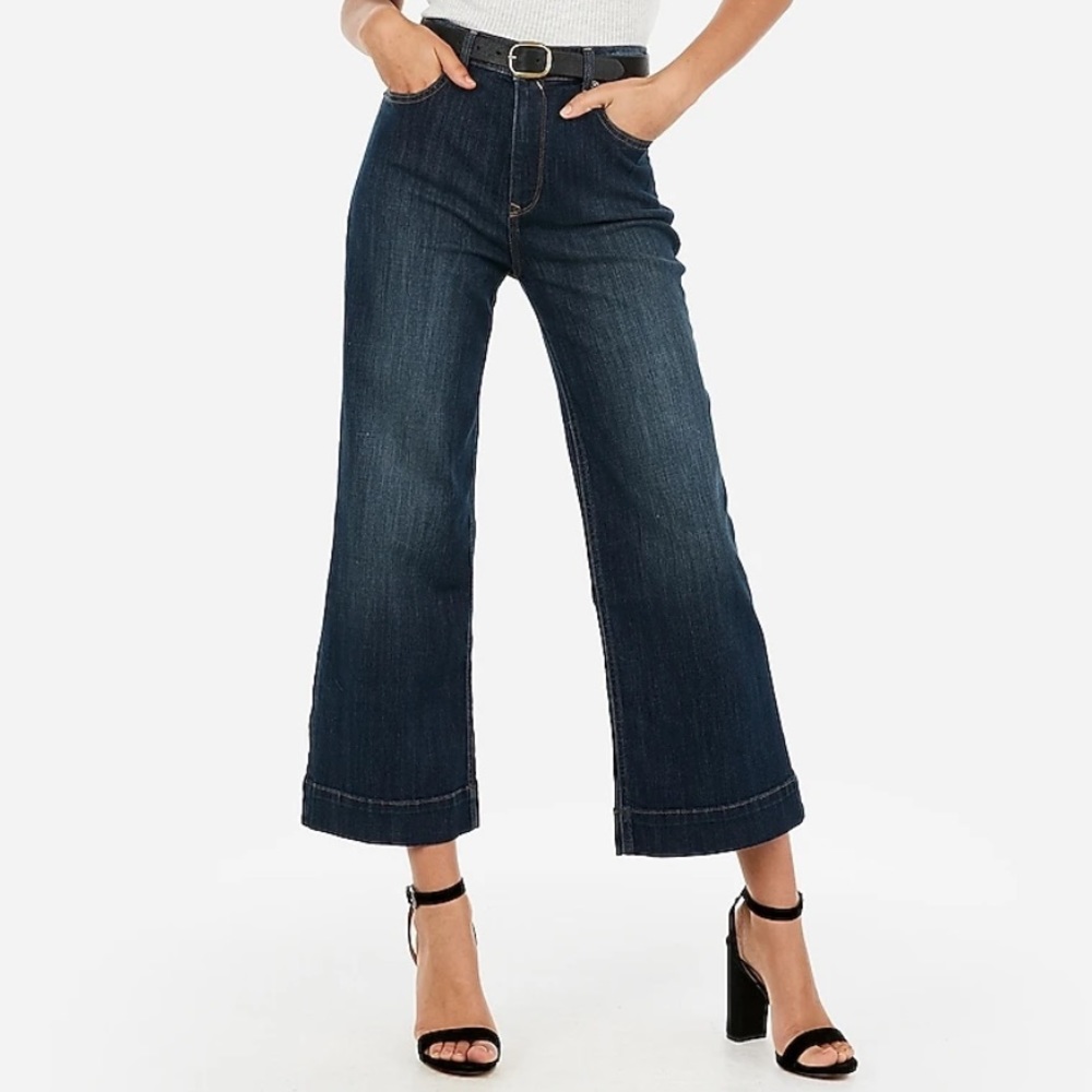 Express High Waisted Cropped Wide Leg Jean